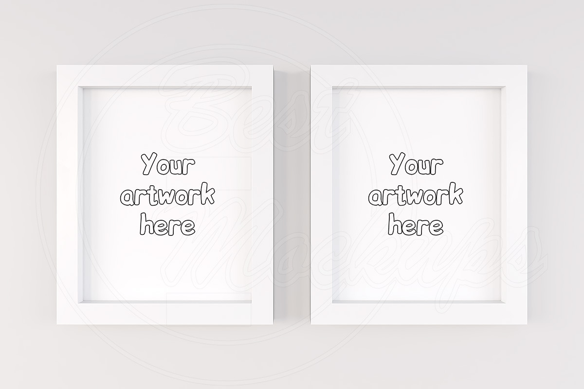 Two vertical white frames mock up, a Print Template by BestMockups