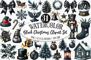 Black Christmas Clipart Set, an Illustration by Designking (Thumbnail 1 of 5)