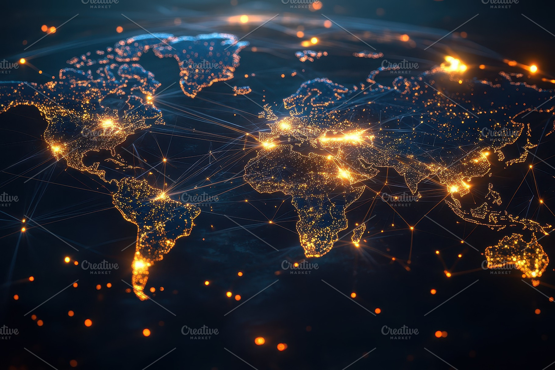 A glowing world map with lines, a Technology Photo by Pavel_design