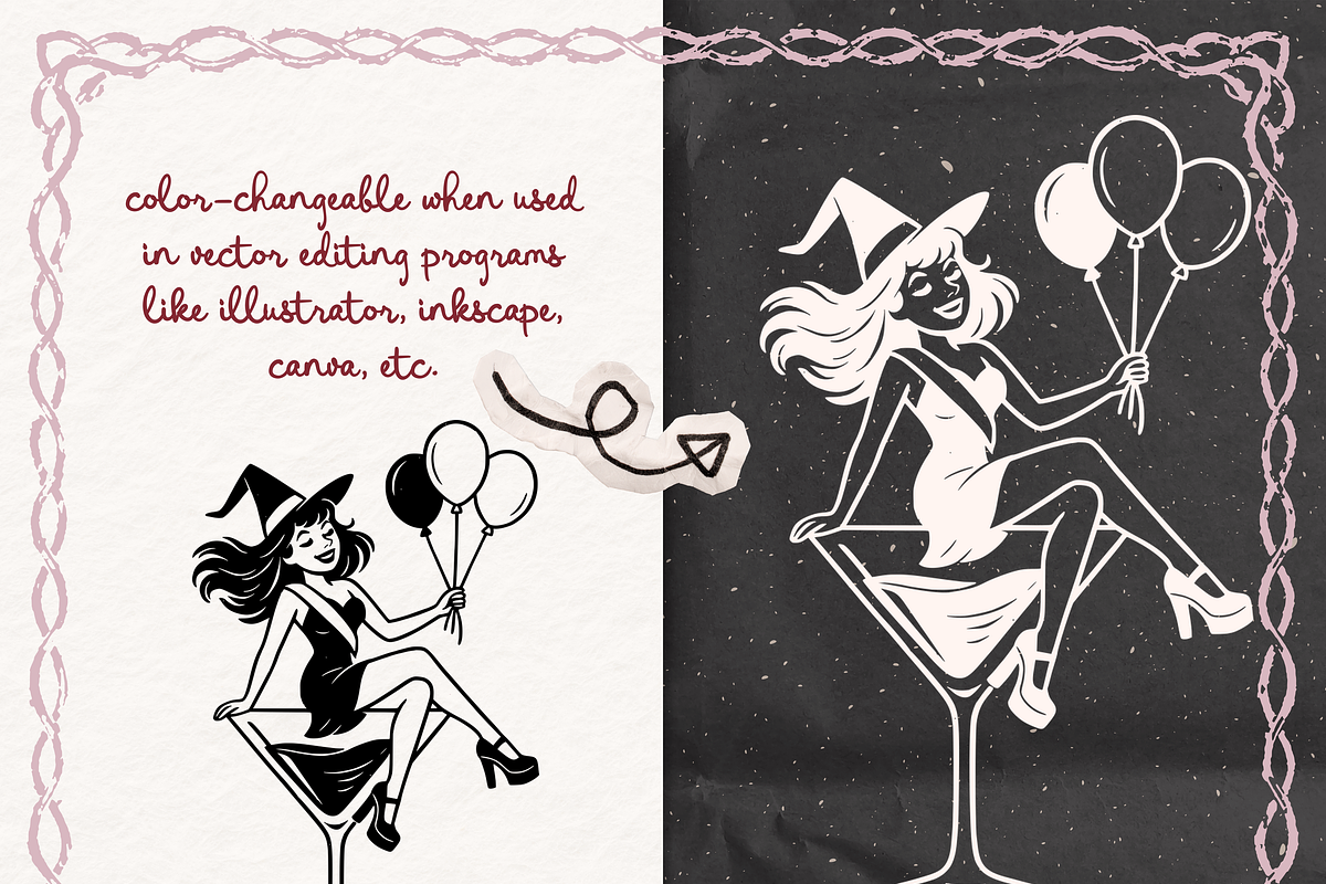 Martini Witch Clipart, Halloween, an Object Illustration by The October Creative (Photo 2 of 6)