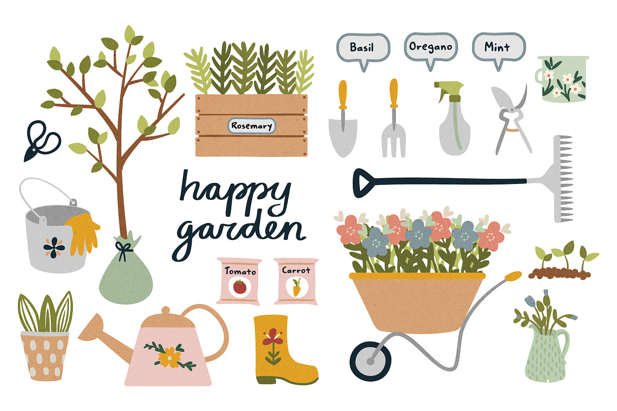 Spring gardening vector clipart, a Graphic by Wondermilkycolor