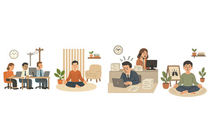 Professionals practicing mindfulness, a Person Illustration by ZinetroN