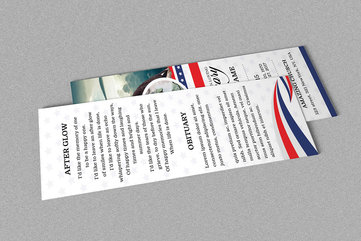 Funeral Bookmark for Army Military, an Invitation Template by SmmrDesign (Photo 2 of 2)