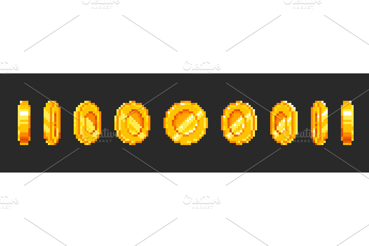Rotating pixel gold coin animation, a Finance Illustration by art PVP ...