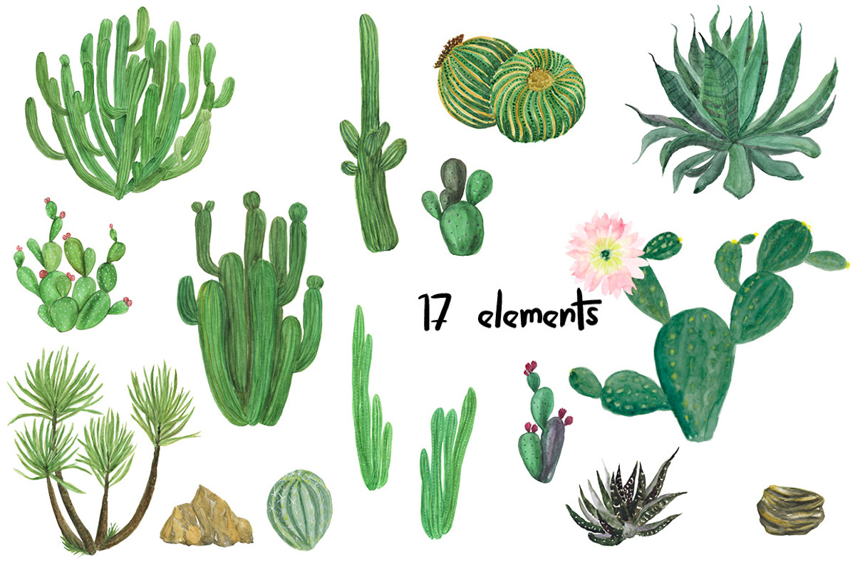 Watercolor cactus garden, an Illustration by ramika (Photo 2 of 4)