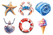 Watercolor Coastal Summer PNG, an Illustration by SinaCreation (Thumbnail 3 of 5)