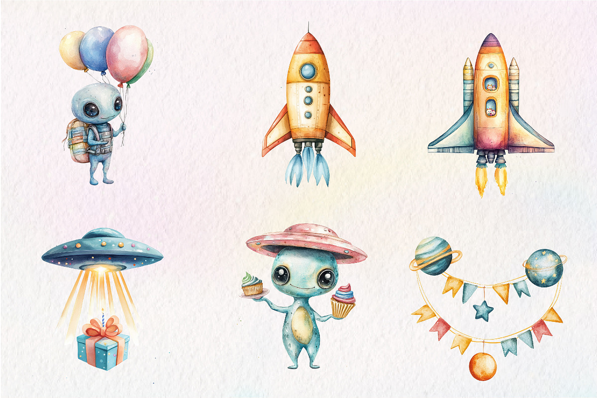 Cute Space Clipart, Space Birthday, an Illustration by CreationArt (Photo 2 of 5)
