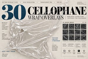 30 Transparent Plastic Wrap Overlays