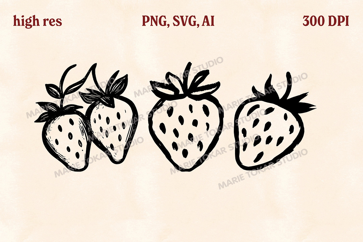 Whimsical Berry Fruit Bundle SVG PNG, a Food Illustration by Marie T (Photo 20 of 36)