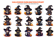 Halloween Cat Witch Clipart Bundle, a Seasonal Illustration by Creative Arslan (Thumbnail 2 of 9)