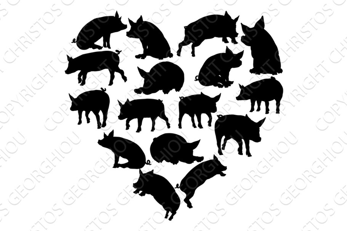 Pig Heart Silhouette Concept, an Animal Illustration by Christos Georghiou