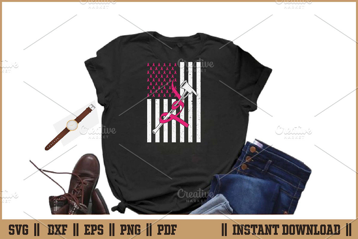 Firefighter Breast Cancer Pink SVG, an Illustration by Handy Arts Studio (Photo 2 of 3)
