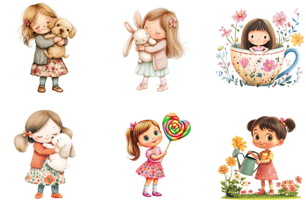 Cute Girl Children's Book PNG Bundle, a Person Illustration by Designking (Photo 4 of 5)
