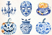 Blue Floral Halloween PNG, an Illustration by Libby Wishes (Thumbnail 3 of 6)