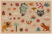 Oriental Folk clipart and patterns, an Animal Illustration by Paper Cherry (Thumbnail 2 of 18)