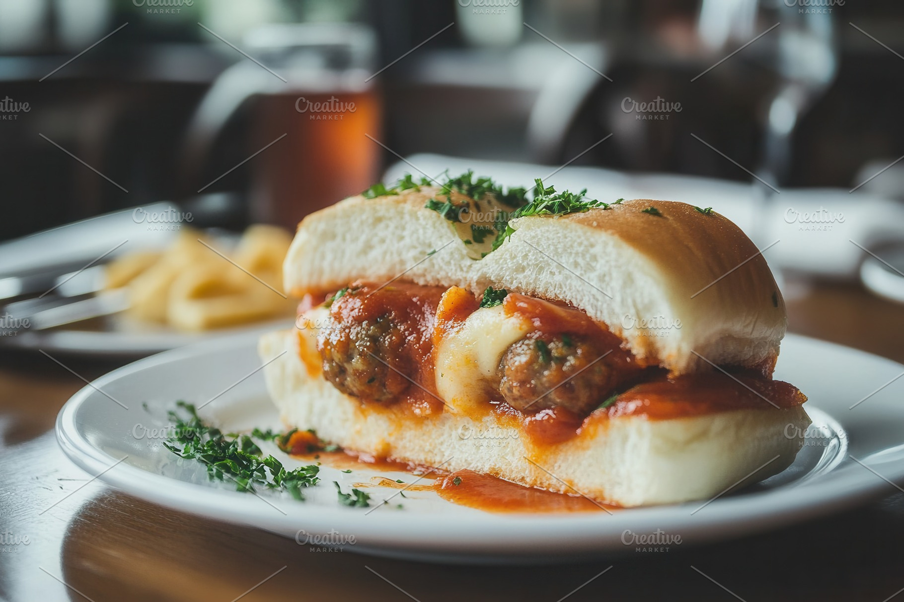 Homemade meatball submarine sandwich, a Photo by Pavel_design