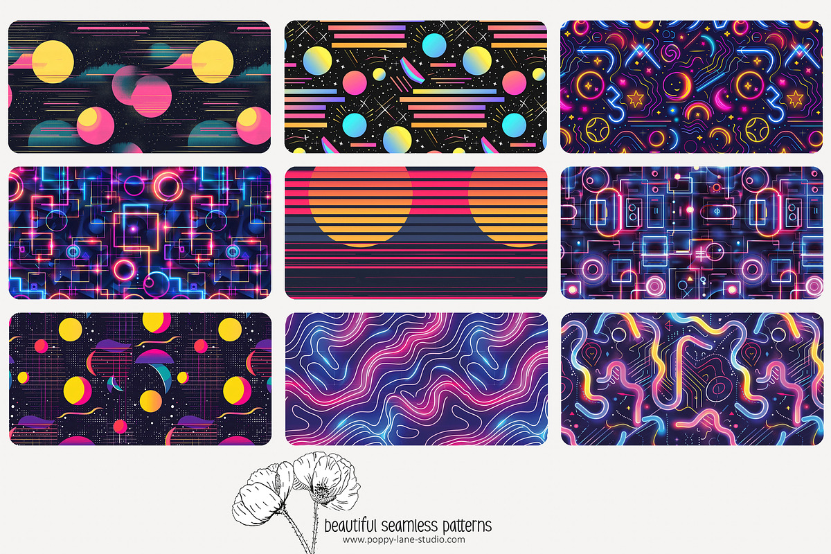 70 neon light seamless pattern, a Pattern Graphic by Poppy Lane Studio (Photo 4 of 10)