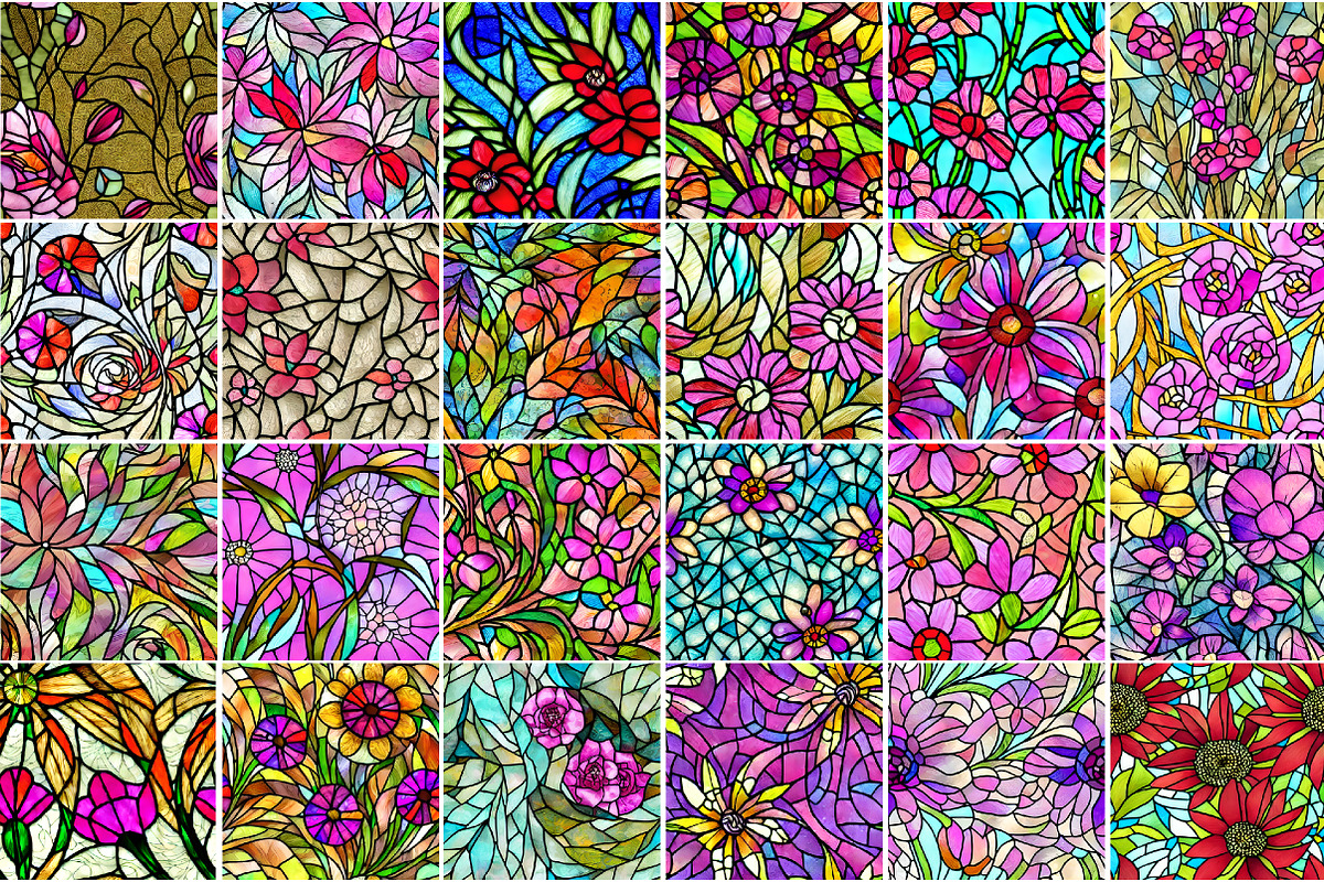 25 stained glass flowers pattern, a Pattern Graphic by jannatulpakhi (Photo 2 of 3)