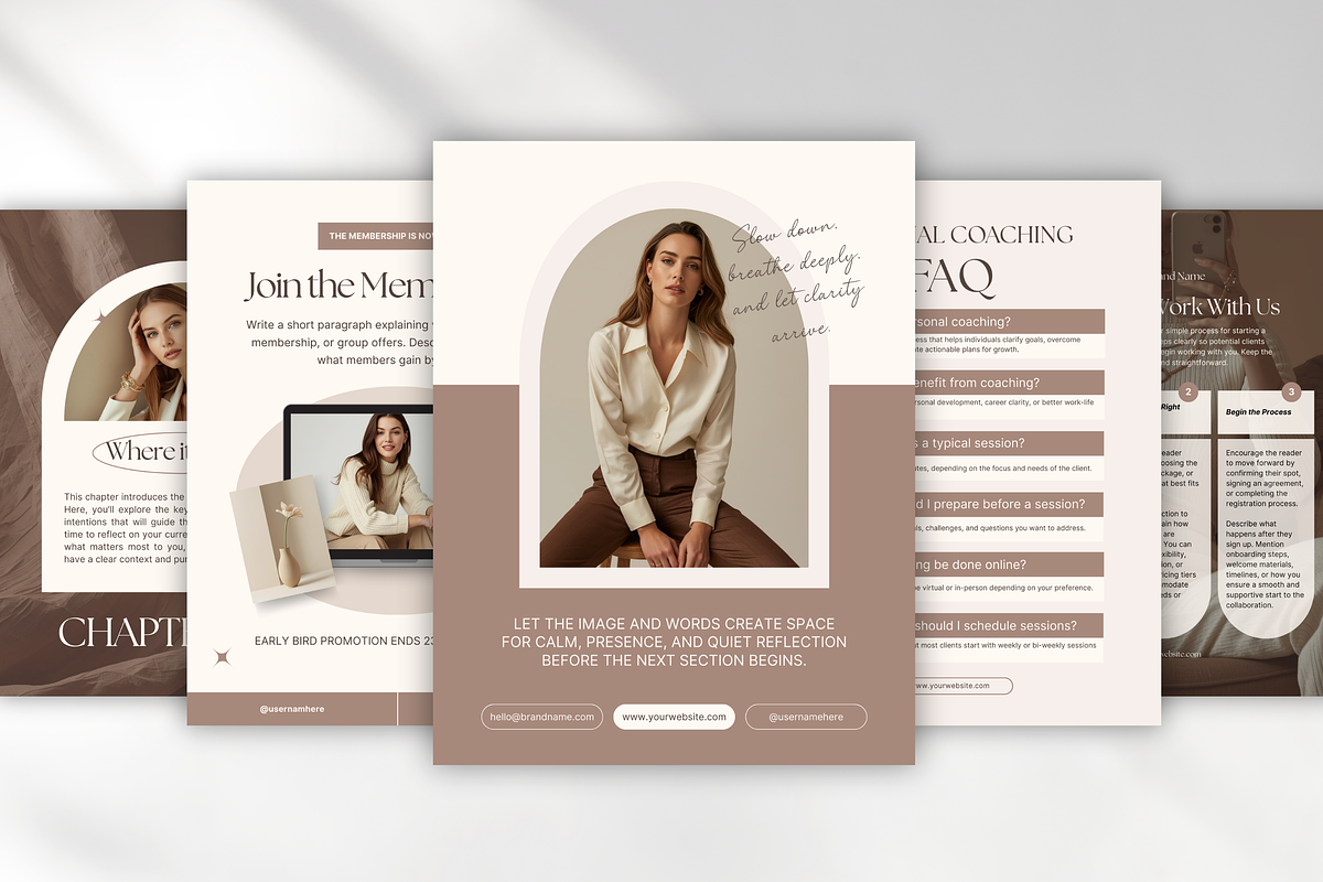 Coaching Ebook Template Canva Beige, a Magazine Template by DigiPax (Photo 7 of 11)