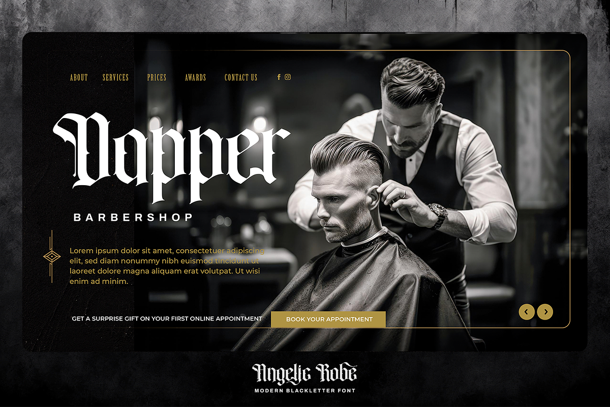 Angelic Robe - Blackletter Font, a Blackletter Font by Pixesia Studio (Photo 3 of 11)