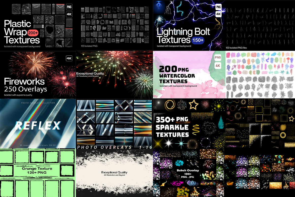 Mega Overlays Bundle, PNG/JPG bundle, a Texture Graphic by Chipshpow Graphics (Photo 7 of 8)