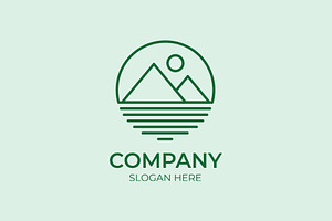 Minimalist mountain landscape logo