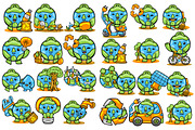 Kawaii Cartoon Earth Character Pack, an Object Graphic by MEDZ (Thumbnail 1 of 5)