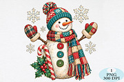 Vintage Snowman Christmas PNG, a Seasonal Illustration by Daily.Designs (Thumbnail 1 of 5)