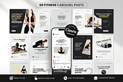 Fitness Carousel Instagram Posts, a Social Media Template by DigiPax (Thumbnail 1 of 10)
