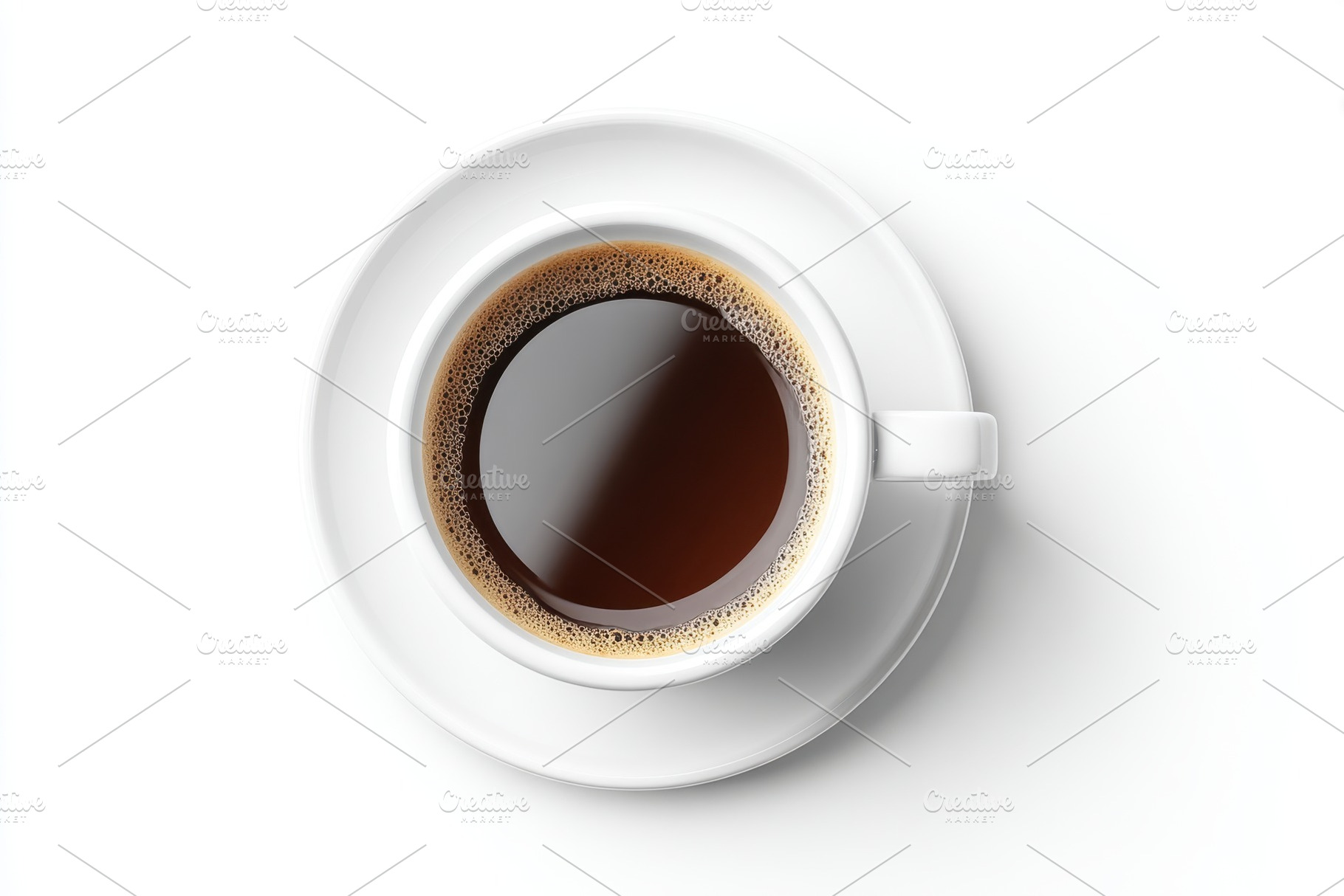 Top view of a white coffee cup on a saucer, a Food & Drink Photo by AlyaAnd