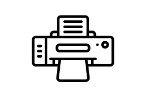 Printer paper black icon, an Outline Icon by Creative priyanka