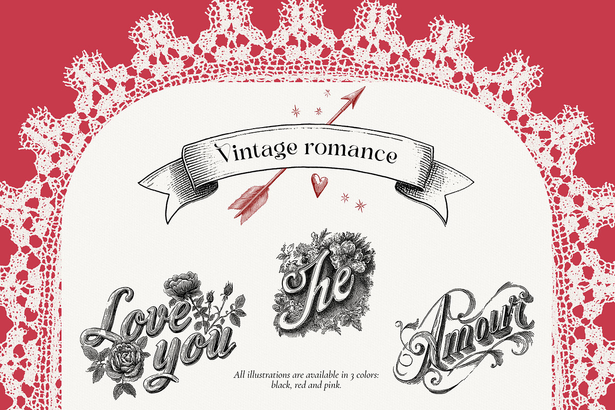 Vintage romance- Valentine's day, a Seasonal Illustration by Pamyatka Shop (Photo 16 of 18)