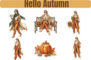 Hello Autumn Watercolor Clipart, a Seasonal Illustration by Tanya Kart (Thumbnail 12 of 17)
