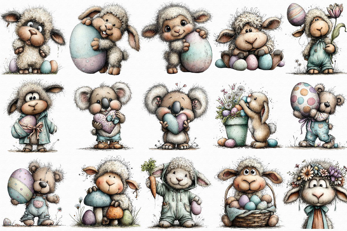 Whimsical Easter Animal Clipart, an Illustration by Libby Wishes (Photo 2 of 6)