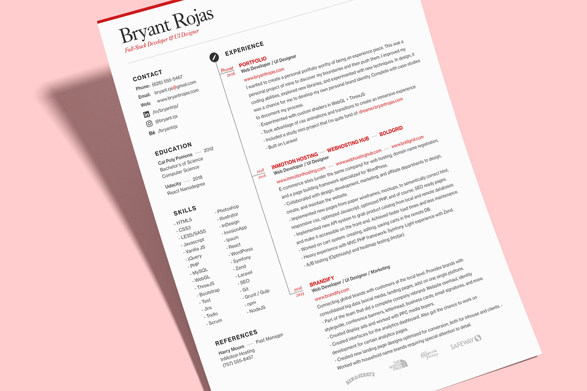 Red Resume Template and Cover Letter, a Resume Template by Bryant (Photo 6 of 8)