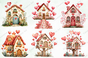 Watercolor Valentine House Clipart, an Illustration by Creative Art (Thumbnail 8 of 9)