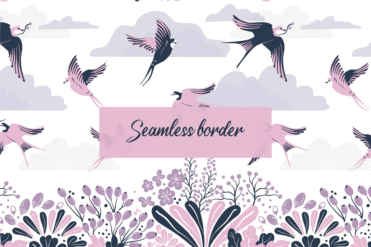 SWALLOW pattern collection, a Pattern Graphic by RenattaZare (Photo 17 of 17)