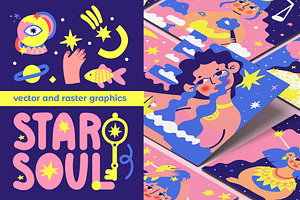 Star soul. Zodiac illustration set