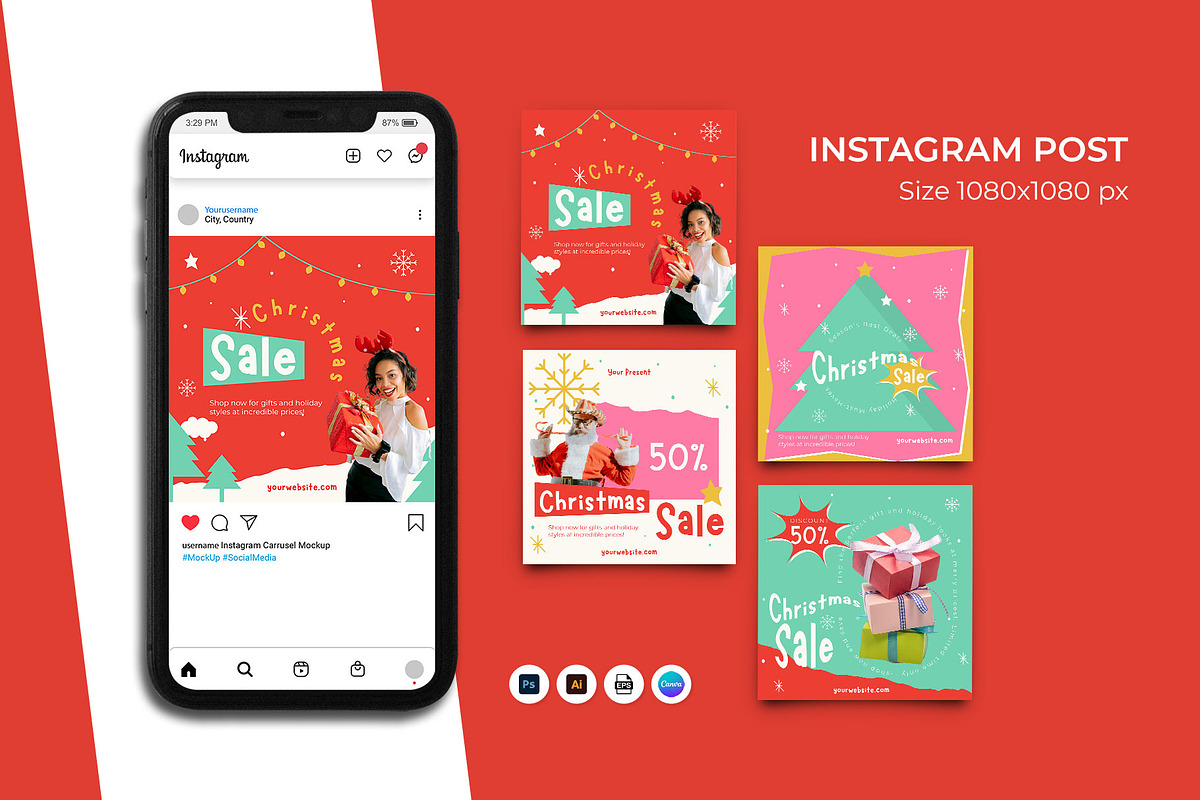 Christmas Sale Instagram Post, a Social Media Template by Artnivora.Std (Photo 1 of 2)