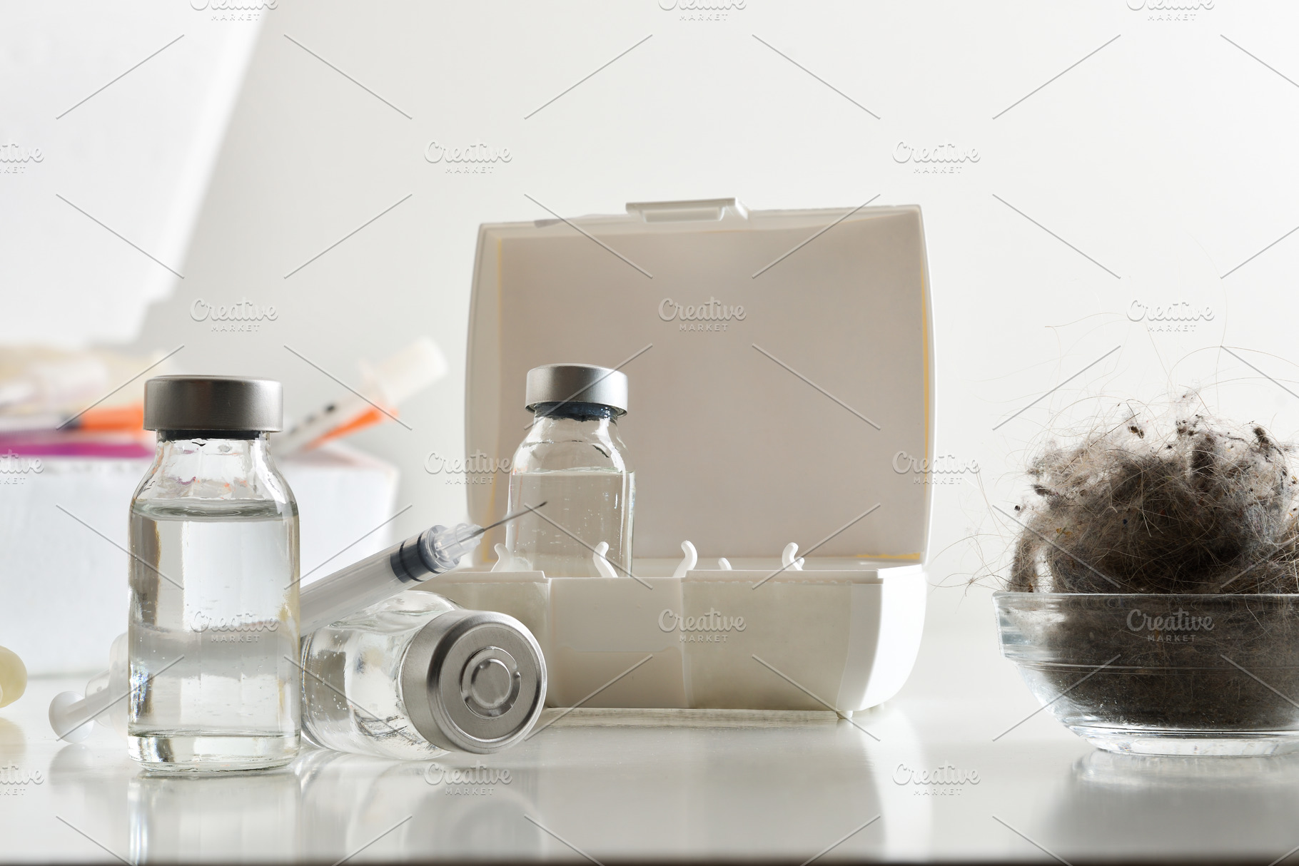 Detail of dust mite allergy treatment by vaccination front view, a Health & Medical Photo by Davizro's Market