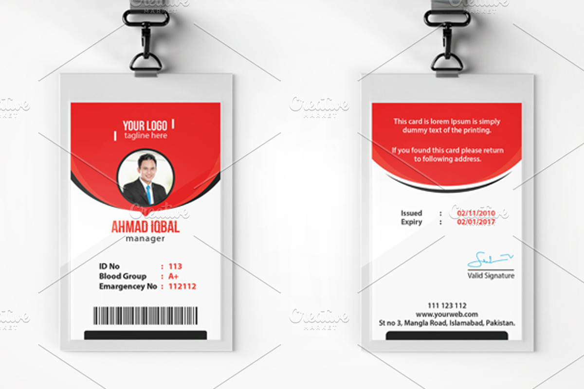 Office ID Card Template, a Card Template by NasirGrfx (Photo 2 of 6)