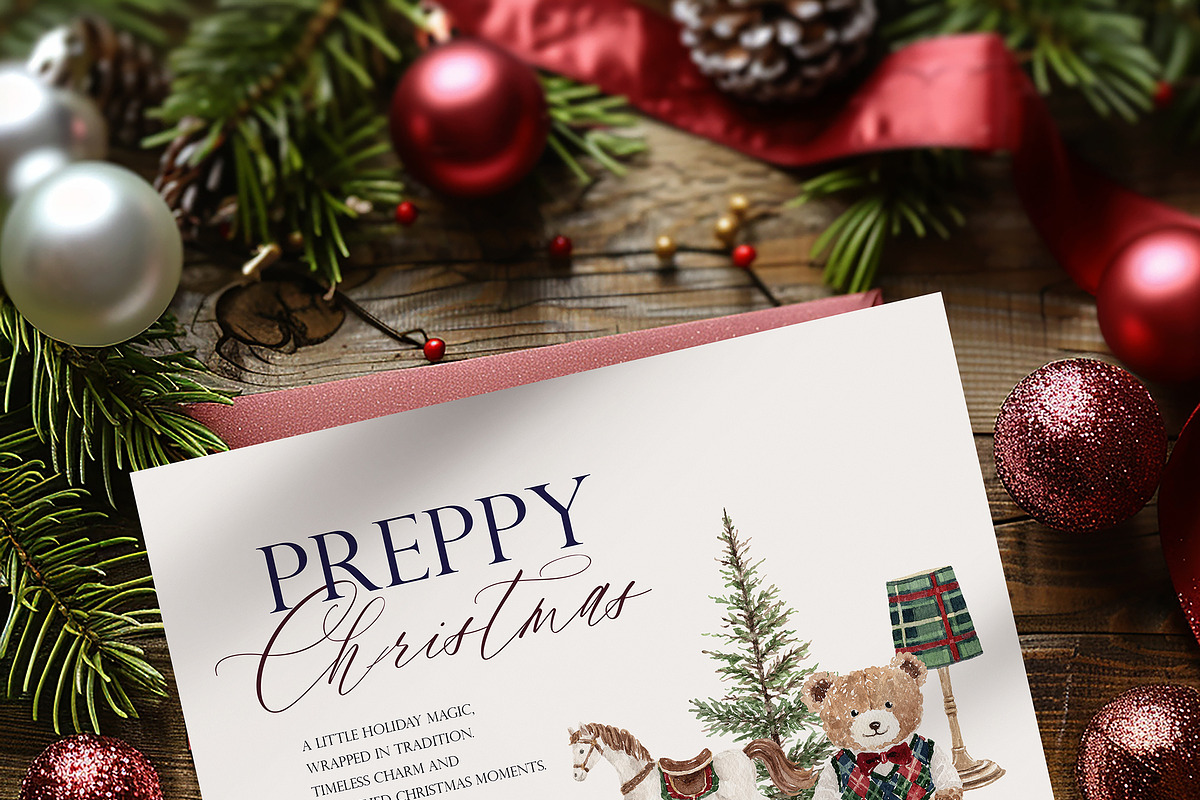 Watercolor Clipart- PREPPY Christmas, a Decorative Illustration by Beigetime (Photo 8 of 13)