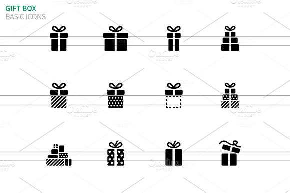 Gift Box Icons On White