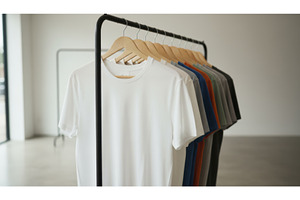 Row of colorful cotton tshirts, a Beauty & Fashion Photo by Igor Tichonow