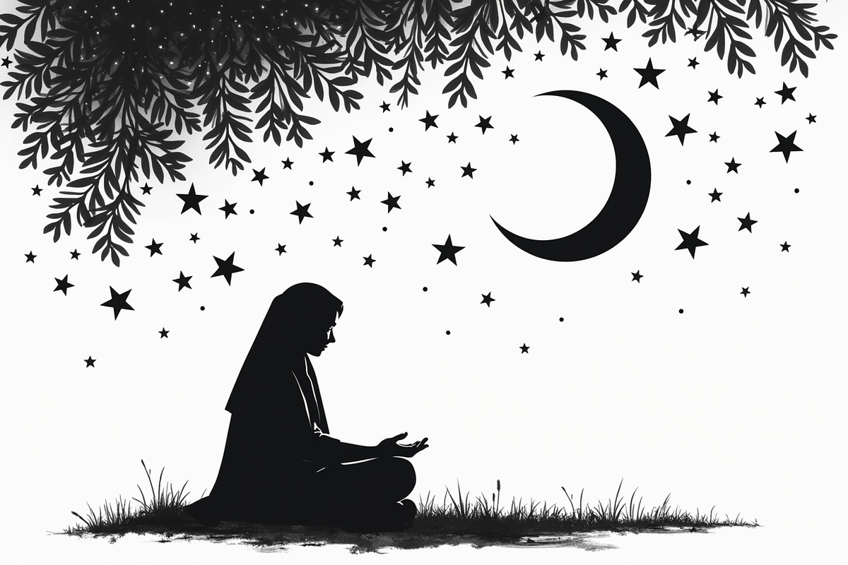 Mystic Meditation Under Starry Sky, an Illustration by Designs_River (Photo 9 of 9)