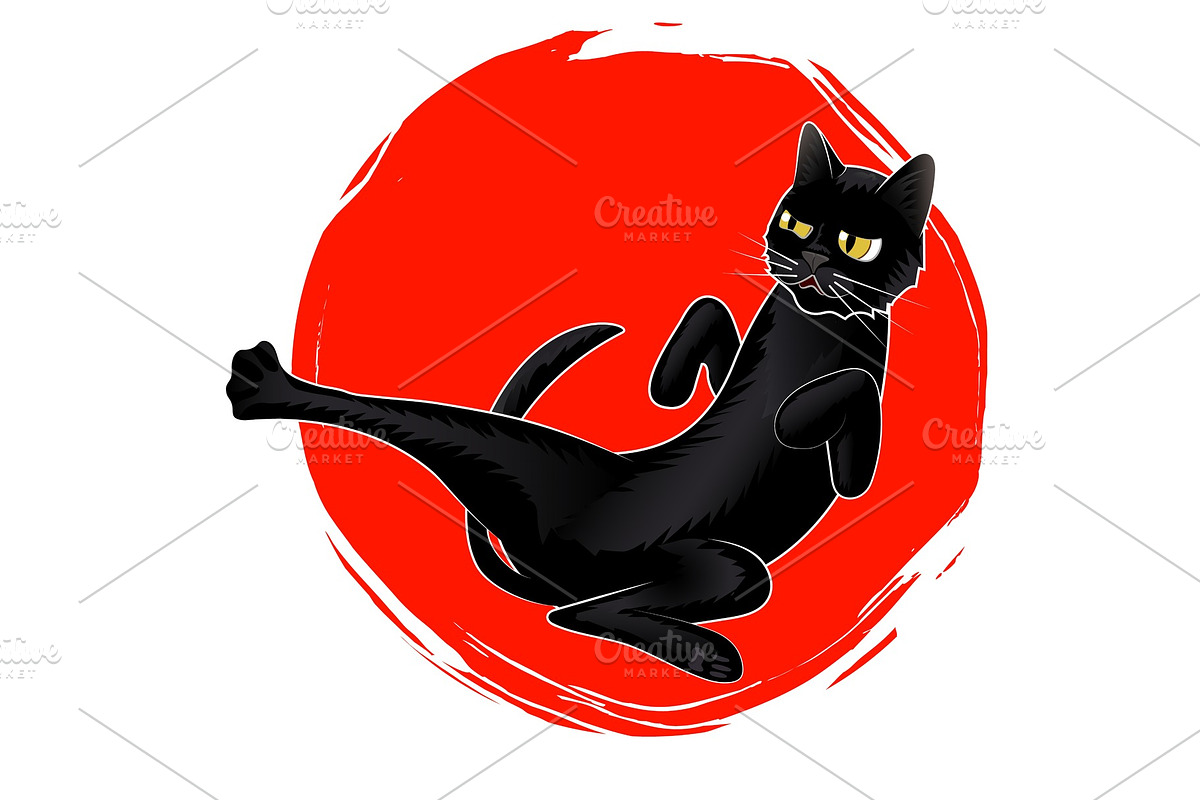 Cute Karate Black Cat, a Sport Illustration by Flying tambourine (Photo 1 of 2)