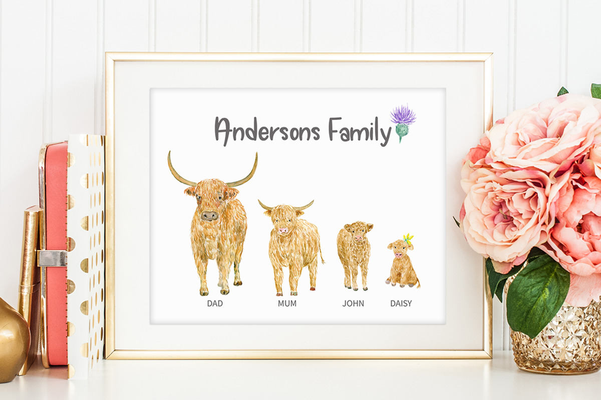 Watercolor Highland Cattle Clipart, an Animal Illustration by Corner Croft (Photo 6 of 6)