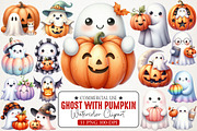Ghost with Pumpkin Clipart, an Illustration by RobertsArt (Thumbnail 1 of 7)