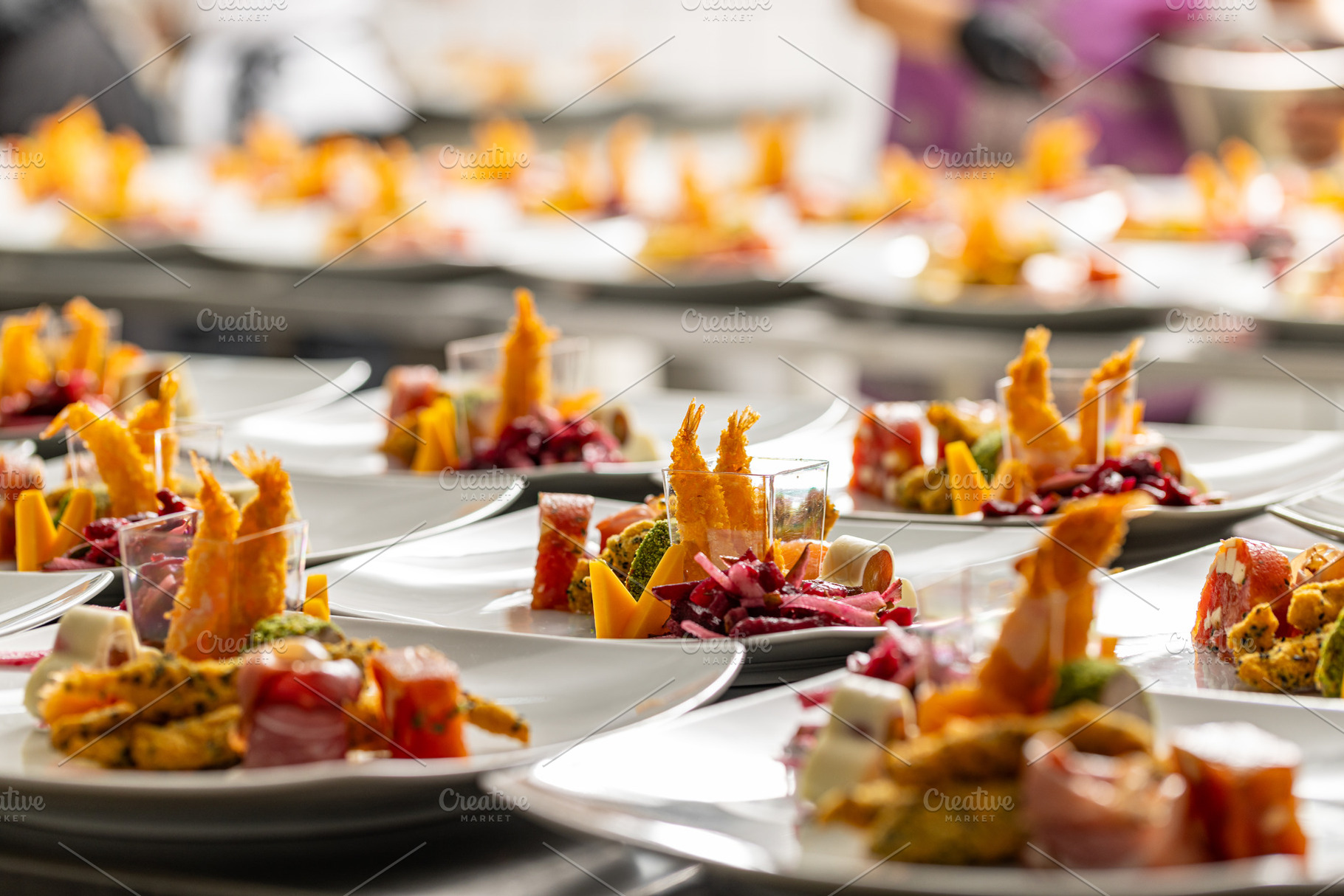 Food buffet in luxury restaurant, a Photo by Grafvision photography
