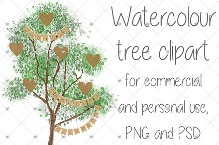 Family Tree clipart, Watercolour,